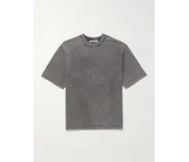 T-shirt in jersey di cotone tinta in capo con logo applicato Extorr