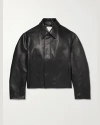 Bottega Veneta Blouson in pelle testurizzata Nero