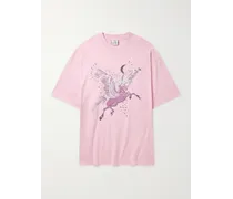 T-shirt oversize in jersey di cotone con stampa Flying Unicorn
