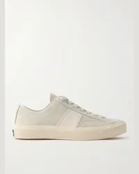 Tom Ford Sneakers in camoscio con finiture in pelle Cambridge Neutri