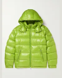 Moncler Piumino trapuntato in shell lucido con cappuccio e logo applicato Maya Verde