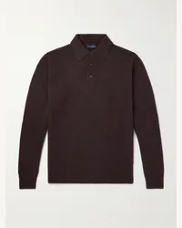 Thom Sweeney Polo in misto cashmere spazzolato Marrone