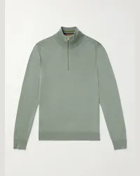 Paul Smith Pullover in lana merino con mezza zip Verde