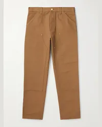 Carhartt WIP Pantaloni carpenter a gamba dritta in tela di cotone Double Knee Marrone