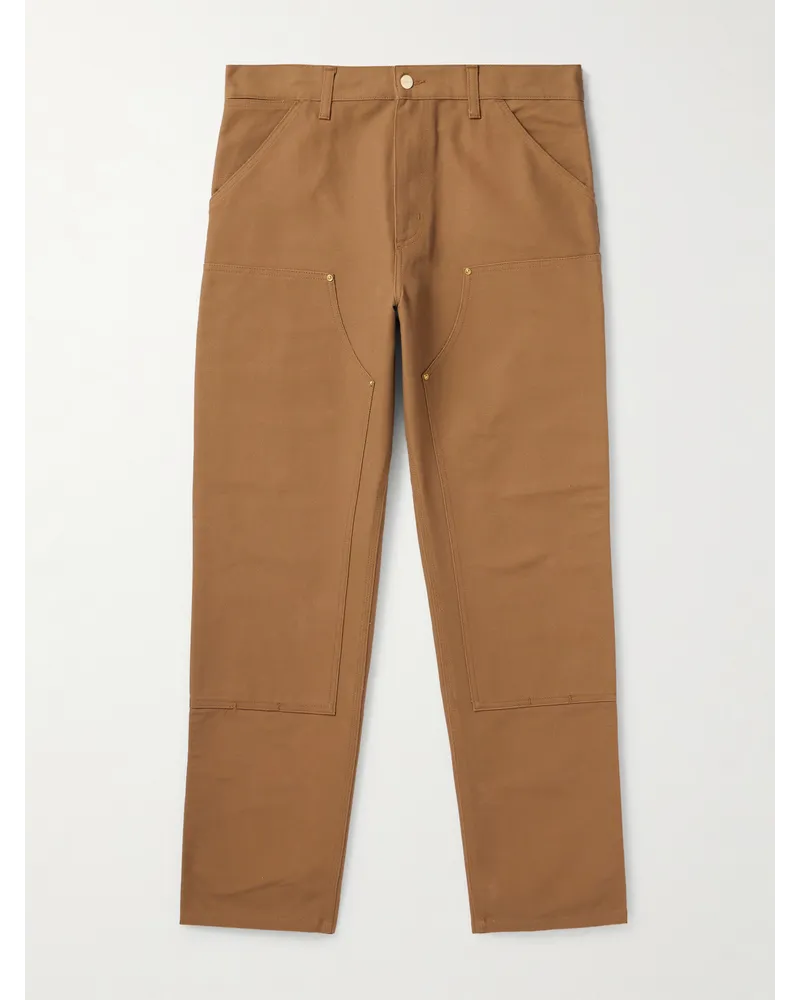 Carhartt WIP Pantaloni carpenter a gamba dritta in tela di cotone Double Knee Marrone