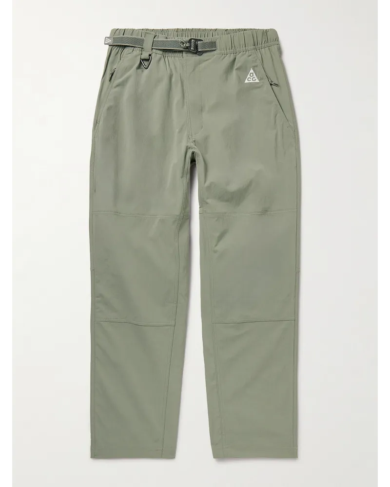 Nike Pantaloni a gamba dritta in shell stretch con cintura e logo ricamato ACG Verde