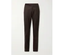 Pantaloni slim-fit a gamba affusolata in twill di lana vergine con pinces Melbourne