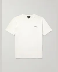 A.P.C. T-shirt in jersey di cotone con logo floccato Neutri