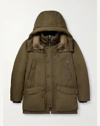 Tom Ford Piumino stile parka in shell tecnico imbottito con finiture in pelle Verde