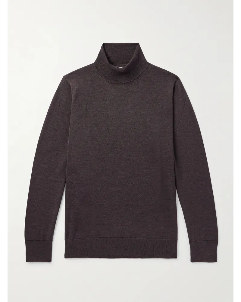 Caruso Pullover a collo alto in misto lana, seta e cashmere Marrone