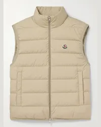 Moncler Piumino smanicato slim-fit in shell trapuntato con logo applicato Contrin Neutri