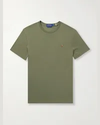 Ralph Lauren T-shirt in jersey di cotone con logo ricamato Verde