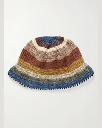 STORY mfg. Cappello da pescatore in cotone biologico crochet a righe Brew Multicolore