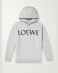 Loewe Felpa in jersey di cotone con cappuccio e logo Grigio