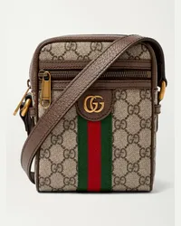 Gucci Borsa a tracolla in tela rivestita con monogramma e finiture in pelle Ophidia Marrone