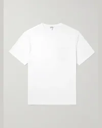 Loewe T-shirt in jersey di cotone con logo applicato Bianco