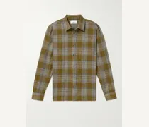 Camicia in lana vergine testurizzata a quadri