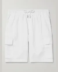 Vilebrequin Shorts cargo a gamba dritta in lino con coulisse Bianco