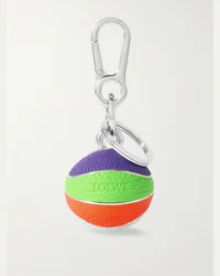 Loewe Portachiavi in metallo argentato e pelle testurizzata Basketball Multicolore