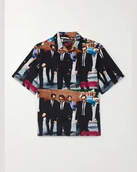 Wacko Maria Camicia stampata con colletto convertibile Reservoir Dogs Blu