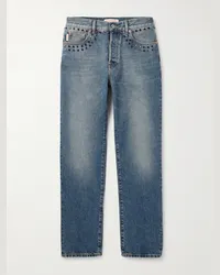 Valentino Garavani Jeans a gamba dritta con cristalli Blu