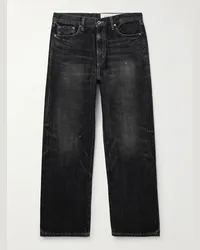 Neighborhood Jeans a gamba dritta in denim cimosato Nero