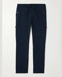 MR P. Pantaloni cargo a gamba dritta in twill di misto cotone e lino tinti in capo Samuel Blu