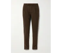 Pantaloni slim fit in velluto a coste di misto cotone tinti in capo con pinces