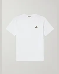 Moncler Confezione da tre T-shirt in jersey di cotone con logo applicato Bianco