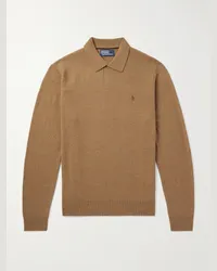 Ralph Lauren Polo in lana merino con logo ricamato Marrone