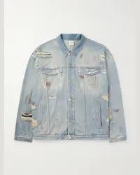 VETEMENTS Giacca oversize in denim effetto consumato Blu