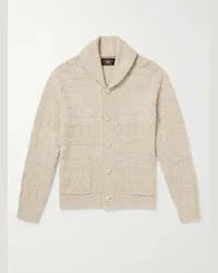 RRL Cardigan in misto lino e cotone jacquard con collo a scialle Neutri