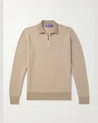 Ralph Lauren Pullover in cashmere occhio di pernice con mezza zip Neutri