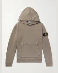 Stone Island Felpa in jersey di cotone con cappuccio e logo applicato Neutri