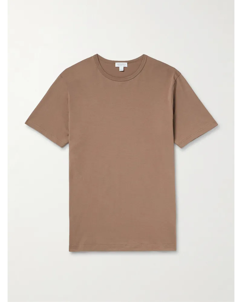 Sunspel T-shirt slim-fit in jersey di cotone Marrone