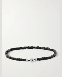 Miansai Bracciale in argento rodiato e onice Coda Nero