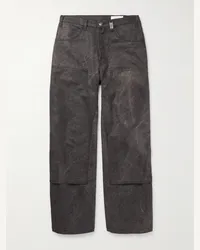 Alexander McQueen Pantaloni a gamba larga in tela di cotone con decorazione Grigio