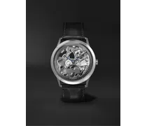 Orologio automatico 39,5 mm in titanio con cinturino in pelle Slim d’Hermès Squelette Lune, N. rif. 054695WW00