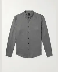 Club Monaco Camicia in lino con collo alla coreana Grigio