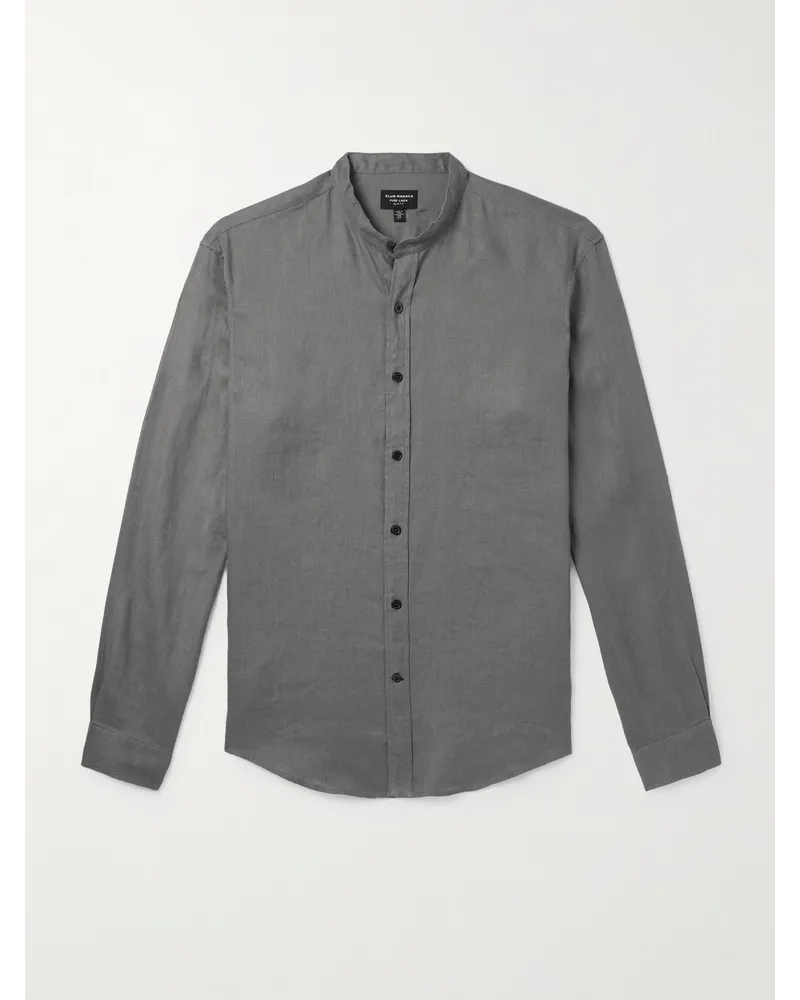 Club Monaco Camicia in lino con collo alla coreana Grigio