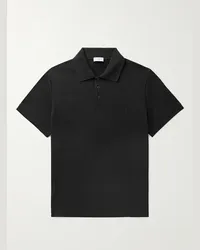 Saint Laurent Polo in cotone piqué Nero