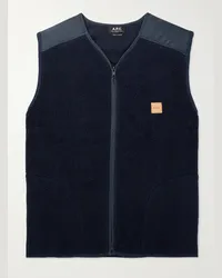 A.P.C. Gilet in pile con finiture in shell e logo applicato Nate Blu