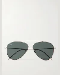 Ray Ban Occhiali da sole in metallo argentato stile aviator Argento