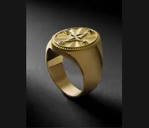 Course Correction 18-Karat Gold and Enamel Signet Ring