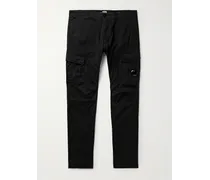 Pantaloni cargo slim-fit in misto cotone con logo applicato
