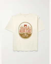 RHUDE T-shirt in jersey di cotone con logo Neutri