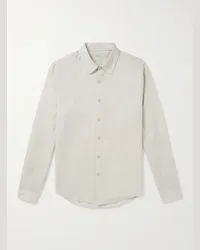 Onia Camicia in misto lino e lyocell con collo alla francese Air Grigio