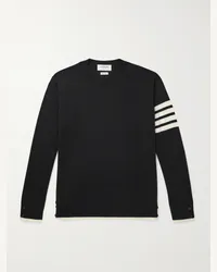 Thom Browne Pullover in lana merino con righe Nero