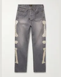 KAPITAL Jeans slim-fit in denim ricamato Grigio