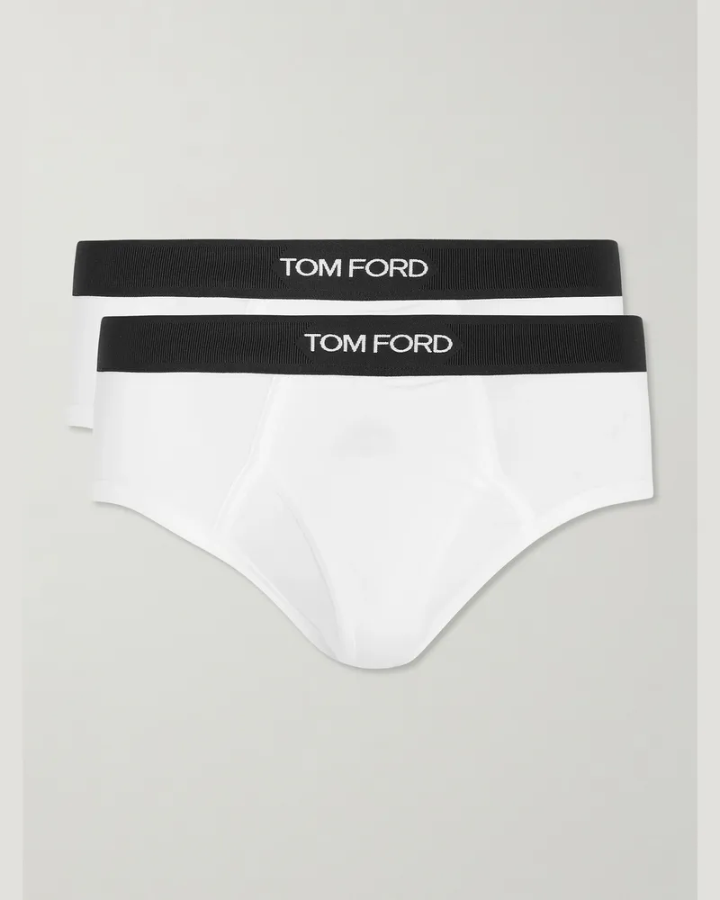 Tom Ford Confezione da due slip in misto cotone e modal stretch Bianco